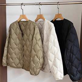 新国标90白鸭绒羽绒服及简菱格宽松显瘦羽绒2024秋冬新款F100716
