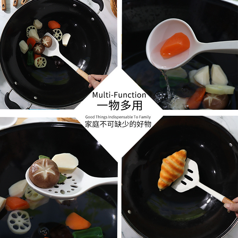 Espátula de silicona, cuchara, sartén antiadherente, pala de silicona, pala de silicona de grado alimenticio, utensilios de cocina de silicona para el hogar