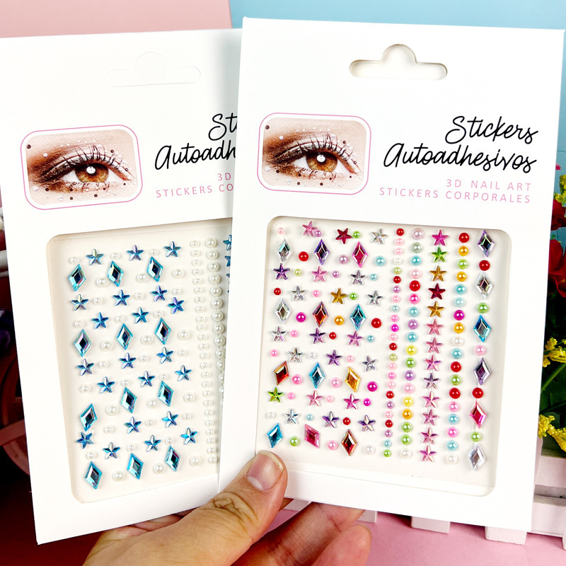 Cross-border eye Diamond Pearl Water Drop Diamond eye makeup stickers stage stars with adhesive three-dimensional decals children AB bright diamond Cross-border eye Diamond Pearl Water Drop Diamond eye makeup stickers stage stars with adhesive three-dimensional decals children AB bright diamond