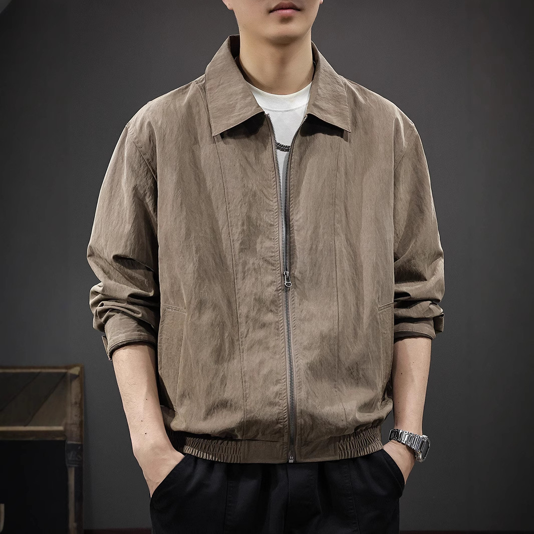 Spring New Lightweight Jacket for Men, High-End Tencel Loose Lapel Jacket, Spring and Summer Casual Versatile Top