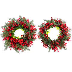 国境を越えたシミュレーション人工ユーカリ紅果花輪クリスマス祭りの門口に戸棚を掛けて道具を飾る