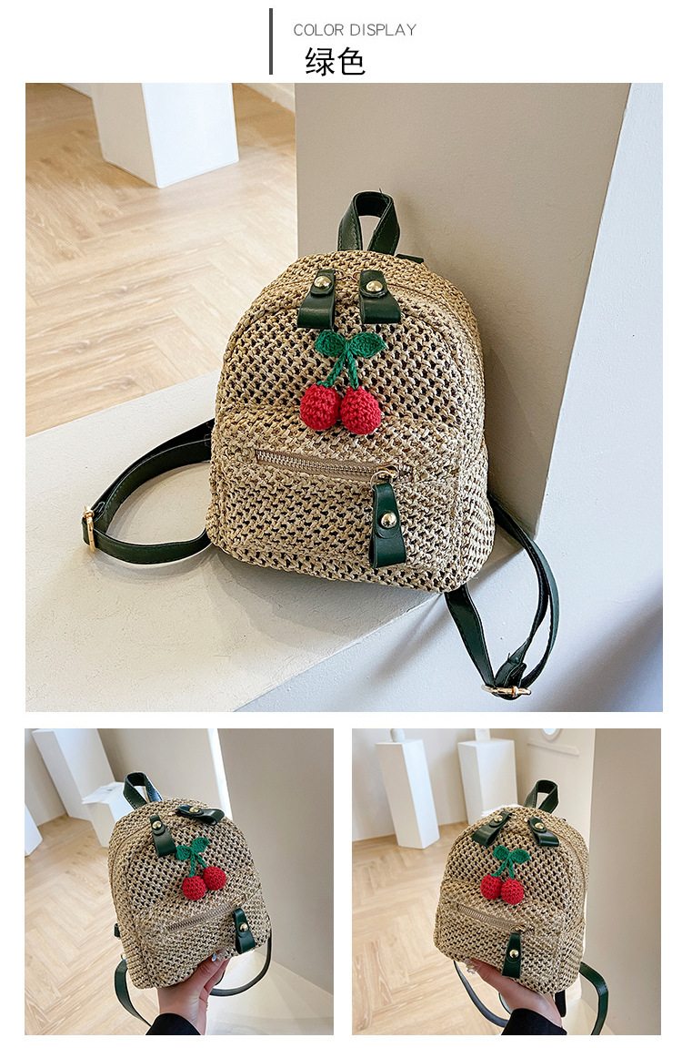 Fashion Cherry Straw Backpack Wholesale display picture 11