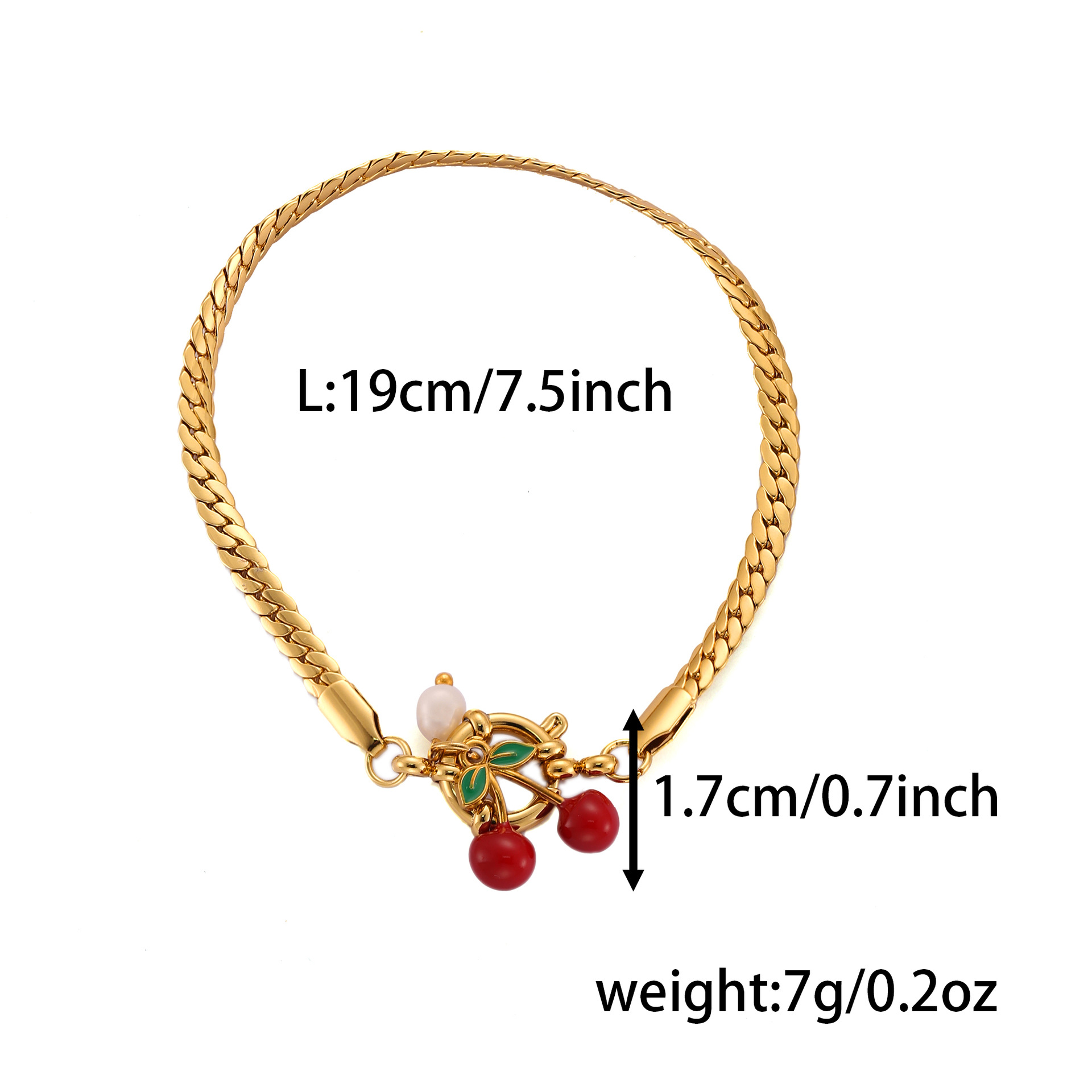 11g Weight Spring Ring Trigger Clasp Closure Clasp Closure Type Titanium Steel Pendant Material Bracelets Classification Titanium Steel Chain Material Cuban Link Chain Curb Chain, Paperclip Chain Chain Type 1 Piece Quantity Daily, Date Occasion Titanium Steel Material Sun, Cherry, Starfish Pattern All Seasons Season Women's Gender Plating Design Elegant, Sweet Style Elegant Sweet Sun Cherry Starfish Titanium Steel Cuban Link Chain Curb Chain Paperclip Chain Bracelets In Bulk 10