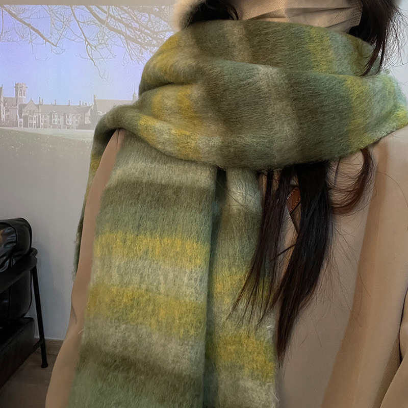 Instagram Cool Atmosphere~Brushed Colored for Autumn and Winter Scarf Fashion Item Warmth Gift Thick Tassels_voghion.com