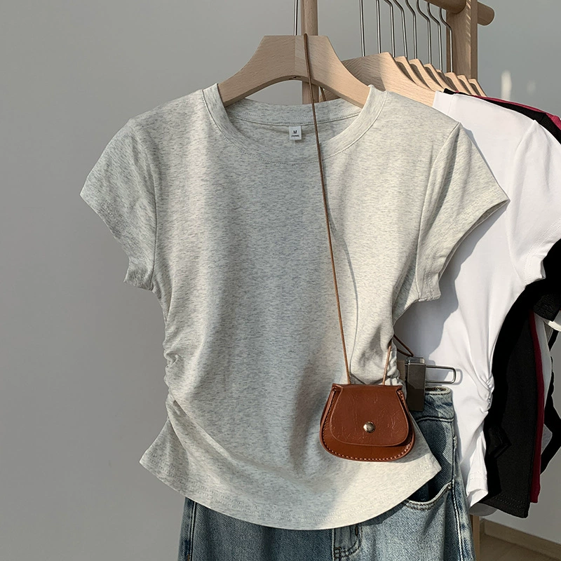 Европейская и американская сплошная цветная футболка с короткими рукавами