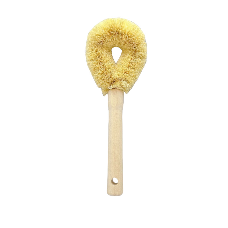Cepillo de Cocina de Madera con Mango Largo para Lavar Ollas sin Dañarlas, sin Mancharse las Manos, Elimina Manchas, Cepillo Antiadherente de Fibra de Coco.