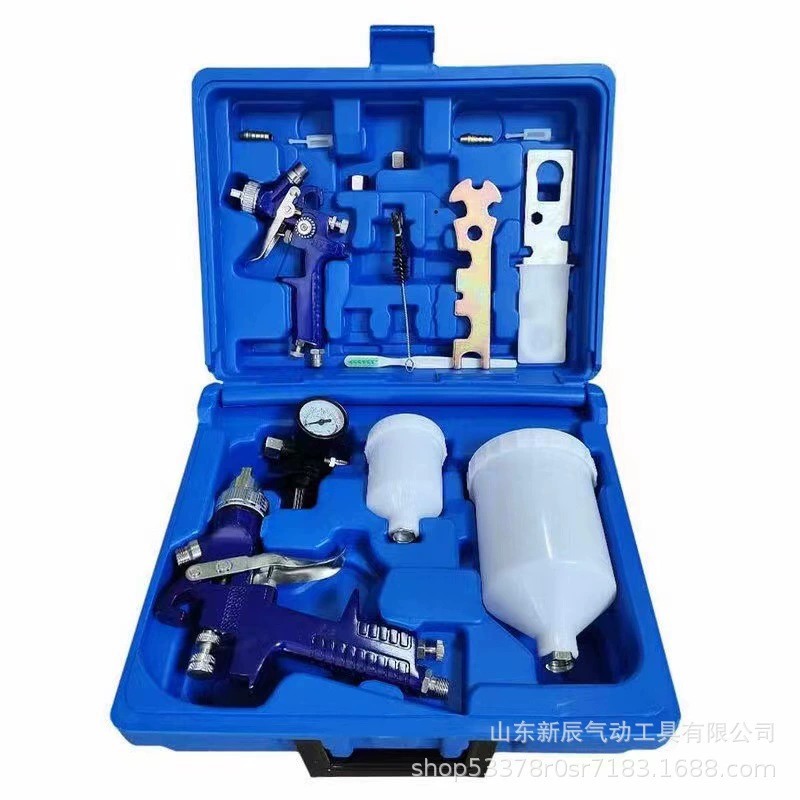 Производители Пневматическая краска распылитель двойной пистолет набор коробок на горшок с высоким распылением распылитель H827 H2000 через границу