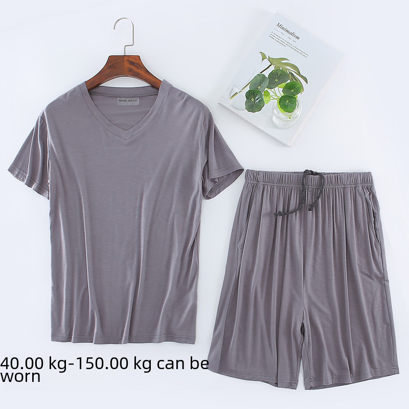 Bărbați modal tricou set mânecă scurtă pantaloni scurți acasă haine sport casual plus mărime mare pijamale de vară en-gros_voghion.com