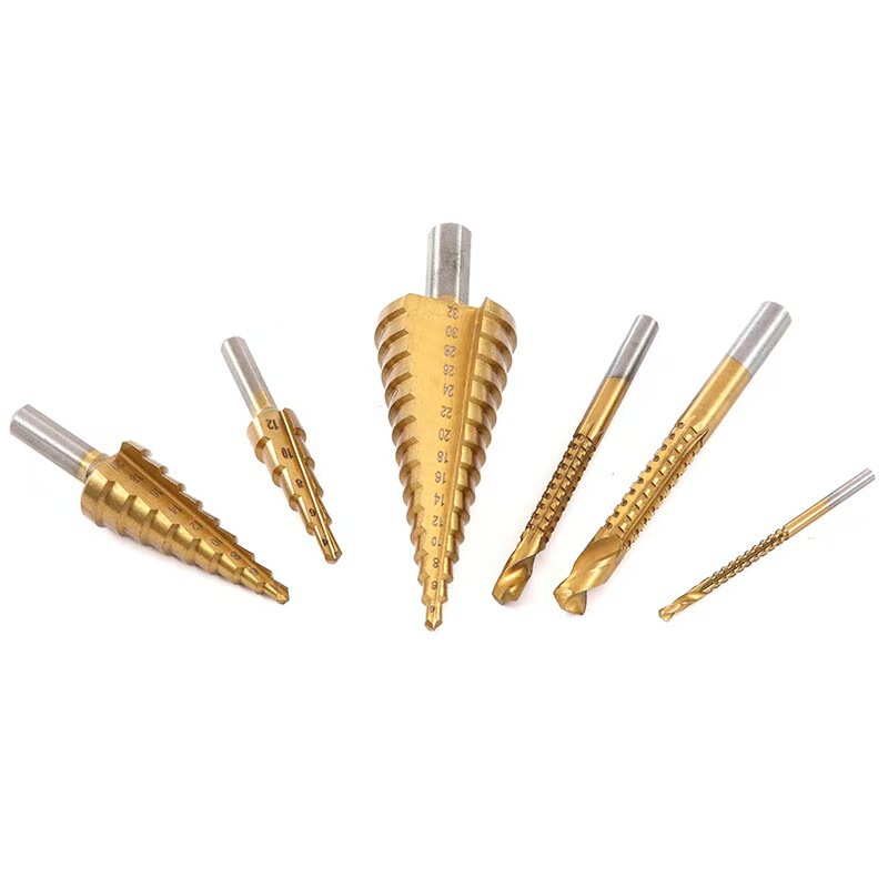 多目的セット宝塔ドリル6PC6チタンメッキ防錆木工穴あけ器穴拡げ絞り便利高効率鋸ドリル|undefined