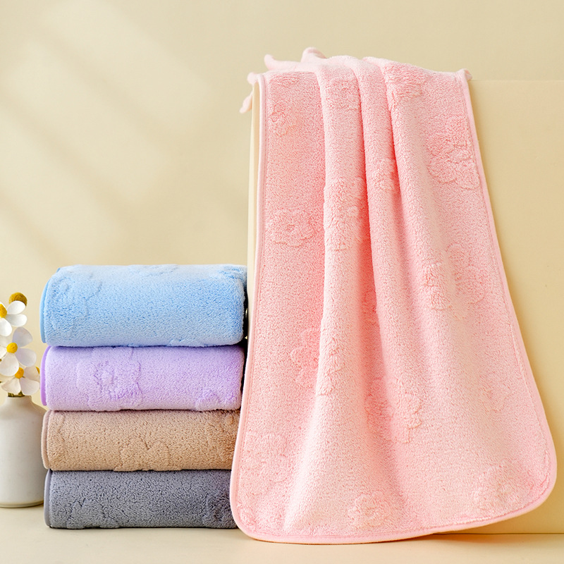 Coral fleece towels for home use, extra-thick, soft, highly absorbent—no shedding—facial washcloths for adults, quick-drying bath towels available wholesale