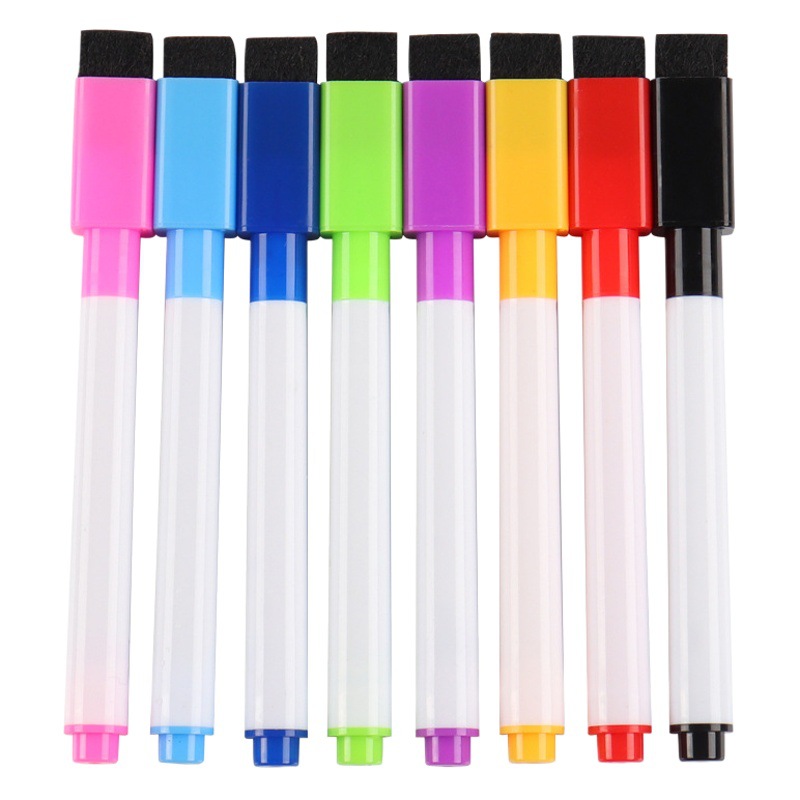 Factory wholesale 8-color magnetic whiteboard pen with brush erasable children's painting writing whiteboard pen water-based marker pen