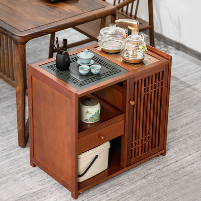 花梨木小型茶台移动家用置物架客厅简约烧水台茶水柜茶边柜收纳柜