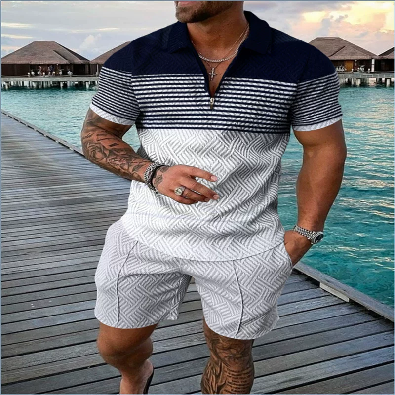 Спортивный костюм для отдыха, модные тонкие шорты, с коротким рукавом