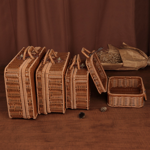 Reinforced Iron Frame Woven Gift Box Handheld Gift Box for Mid-Autumn National Day Dragon Boat Festival Christmas Gift Packaging Box Woven Gift Box