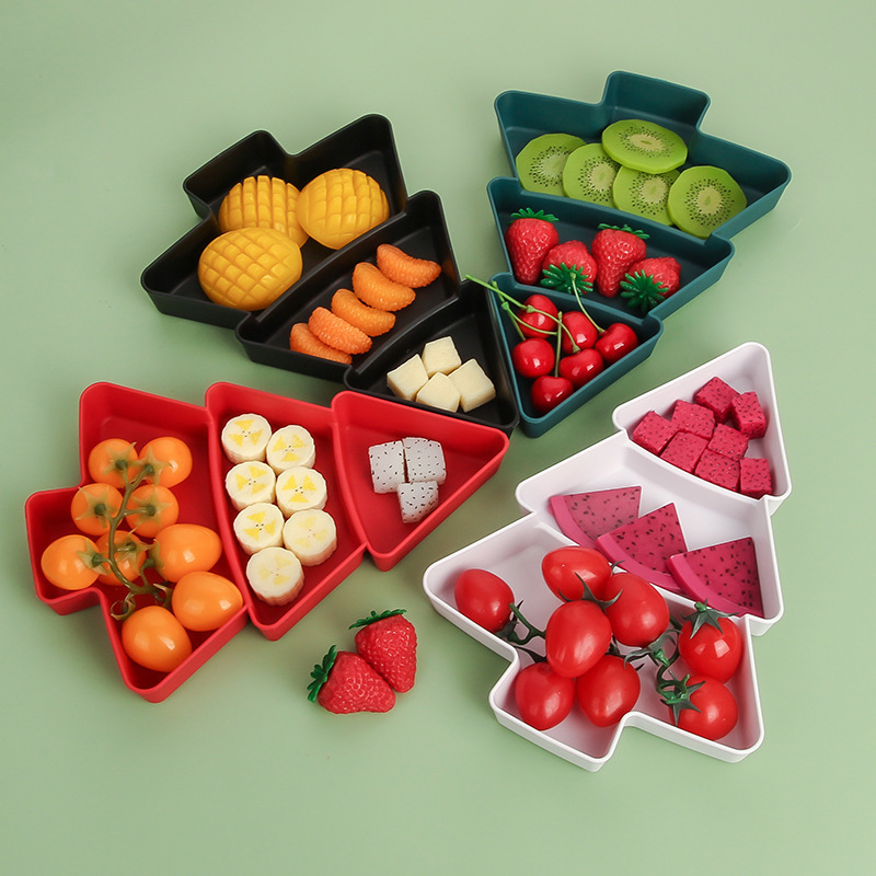 Cross-border Creative High-appearance Value Christmas Tree Dried Fruit Plate Household Living Room Nut Melon Smelons Split Plate Fruit Dim Sum Plate Cross-border Creative High-appearance Value Christmas Tree Dried Fruit Plate Household Living Room Nut Melon Smelons Split Plate Fruit Dim Sum Plate
