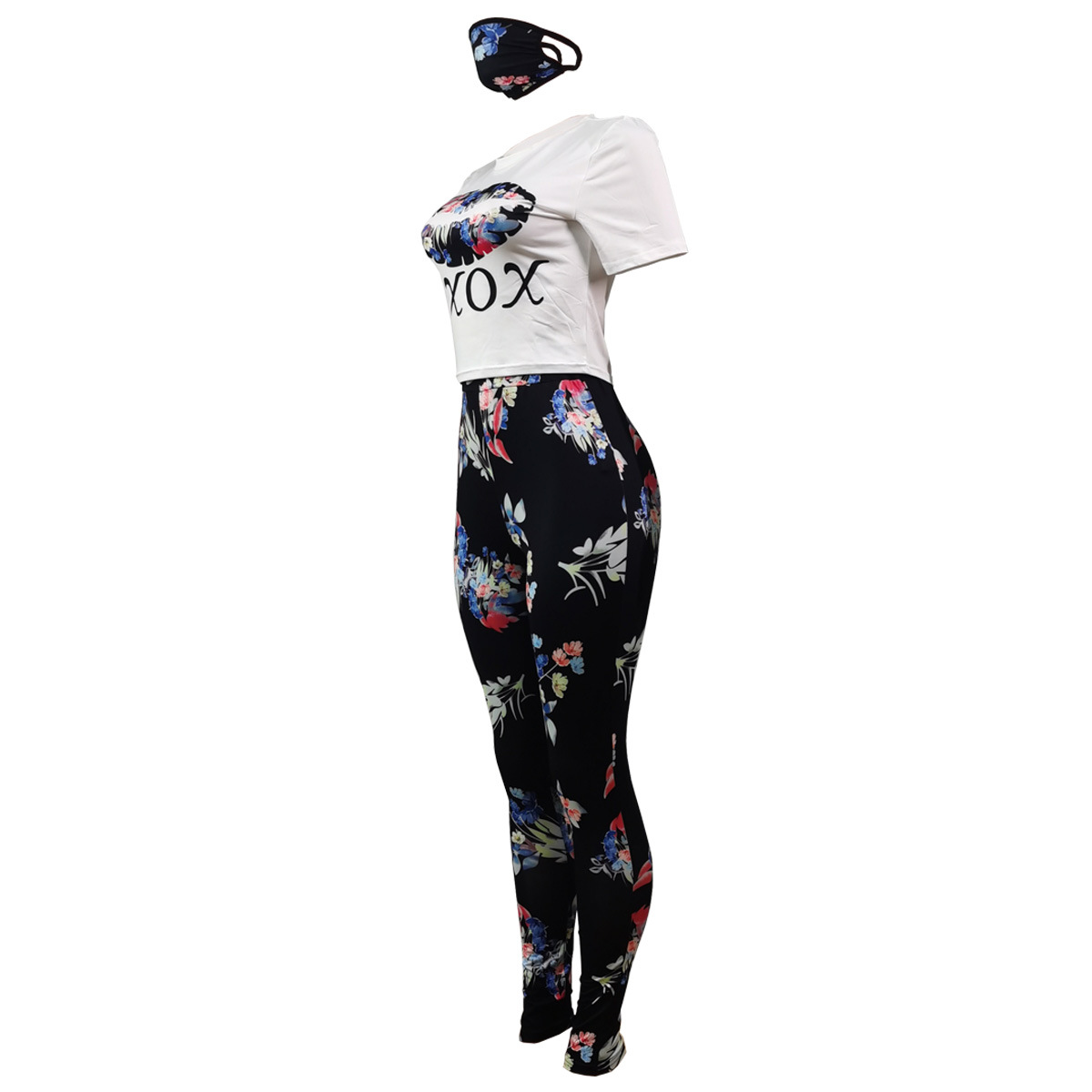 fashion printed short-sleeved round neck blouse and trousers two-piece set NSSJW58881