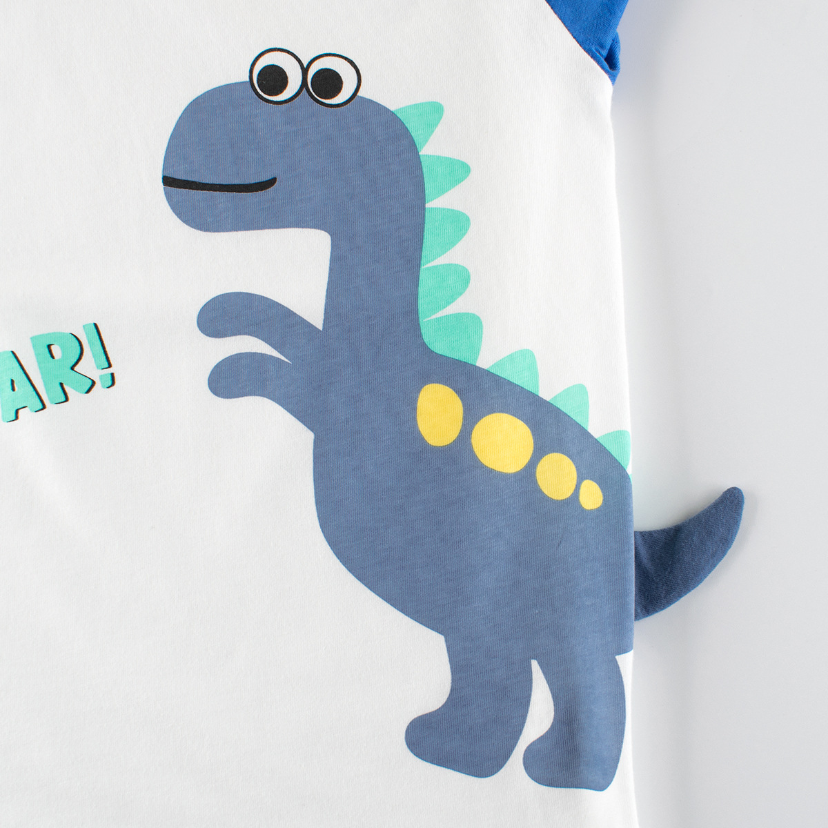 27kids marca ropa para niños verano nuevo estilo coreano dibujos animados para niños dinosaurio camiseta impresa de manga corta cabello de una pieza