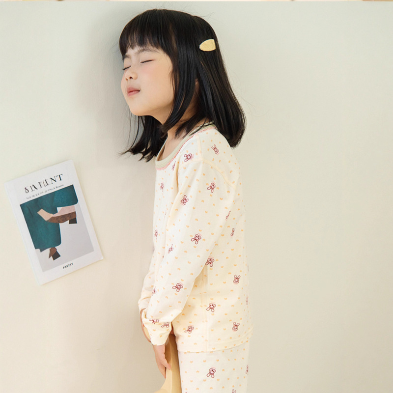 女童秋衣秋裤套装纯棉宝宝睡衣儿童保暖内衣小女孩打底棉毛衫冬季|undefined