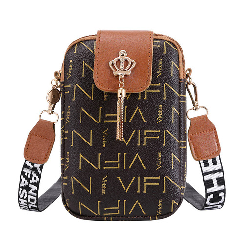 Retro Mini Print Pendant Phone Case, Versatile Shoulder and Crossbody Bag for Women