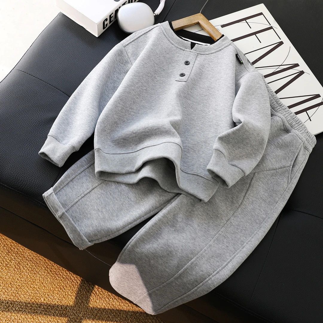 Girls' and boys' spring and autumn outfit 2026 new style sweatshirt children's two-piece casual boys' two-piece set stylish