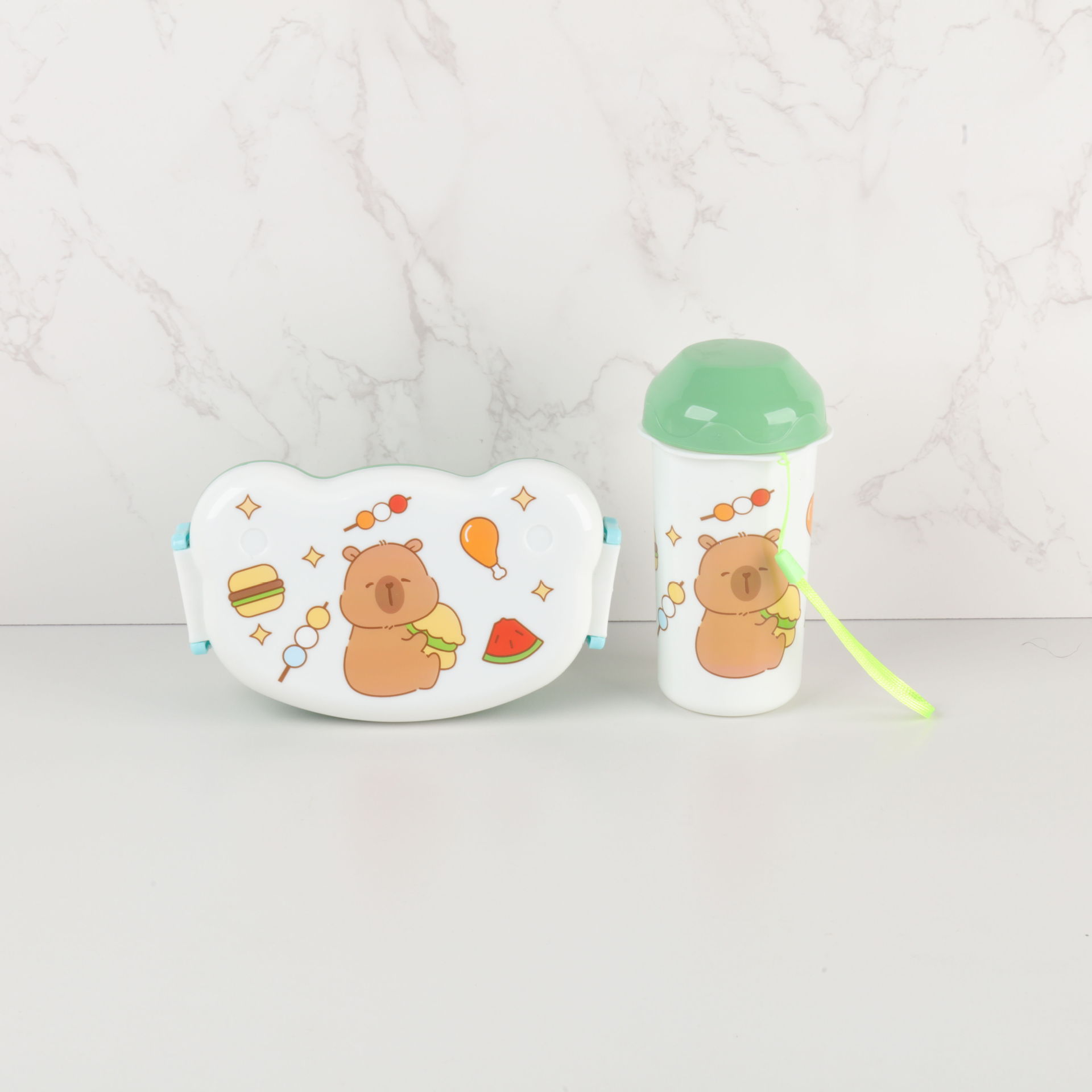 Caja de almuerzo barata de exportación transfronteriza, caja de picnic para niños de dibujos animados lindos, caja de almuerzo de comedor para estudiantes con juego de taza de agua