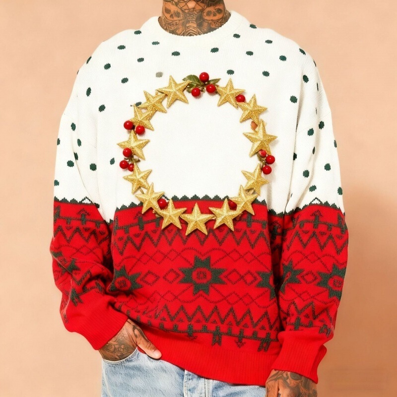 Hot-selling foreign trade product on Amazon: Cross-border 3D digital print Christmas-themed men's round-neck fashion faux sweater hoodie Hot-selling foreign trade product on Amazon: Cross-border 3D digital print Christmas-themed men's round-neck fashion faux sweater hoodie