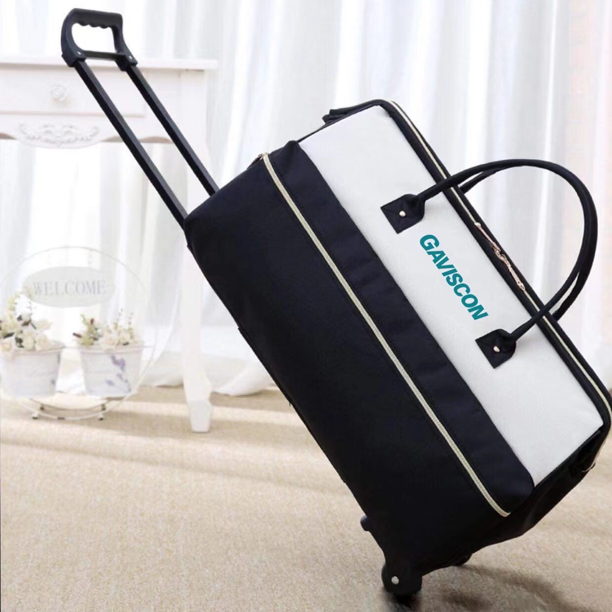 Nuevo bolso de la carretilla maleta bolsa de embarque impermeable para hombres y mujeres bolsa de viaje portátil color a juego bolsa de carro de rueda unidireccional