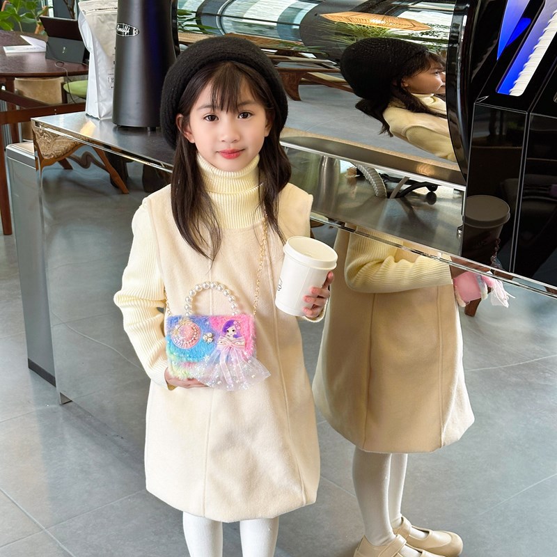 2025 nueva pequeña bolsa de niños de viento de fragancia, mini bolso de perlas, lindos bebés princesas bolso de hombro de peluche