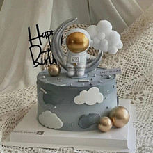 宇航员蛋糕装饰摆件插件星球航空航天飞机太空人火箭生日烘焙配件