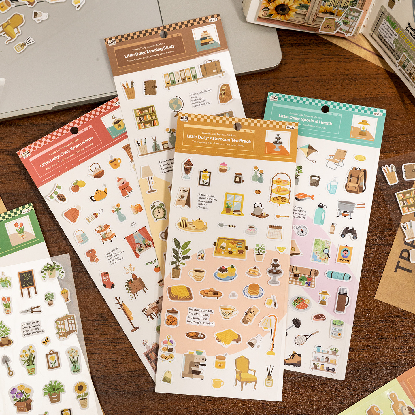 Decorative Stickers for Crafting Scenes, Japanese-Style Daily Life Cartoon Motifs, Decorative Items for DIY Scene Collages