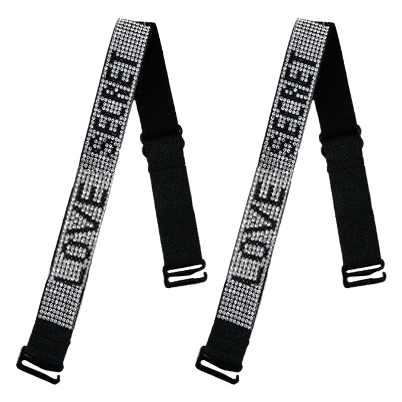Correa de hombro de diamantes de imitación ropa interior expuesta perla diamante sujetador correa de reemplazo diamante letra sujetador ancho de banda correa de hombro