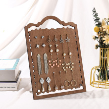 胡桃木合板复古耳环架家用收纳首饰架挂耳饰耳钉架摆摊饰品展示架