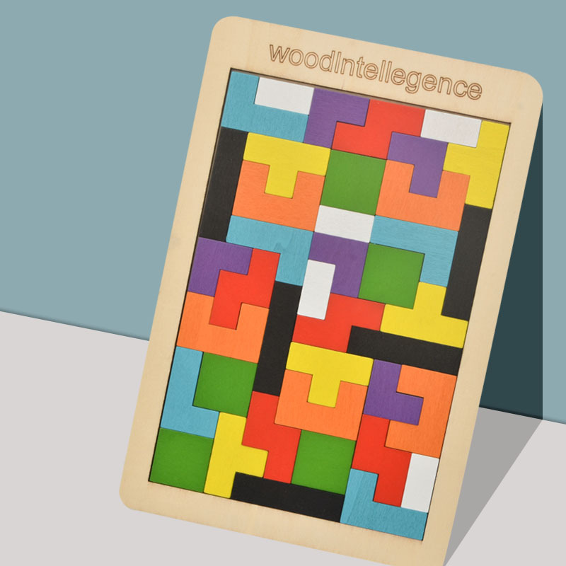 Bloques de construcción de Tetris clásicos de madera para niños bebé educación temprana diversión educativa bloques de construcción juguete rompecabezas de madera