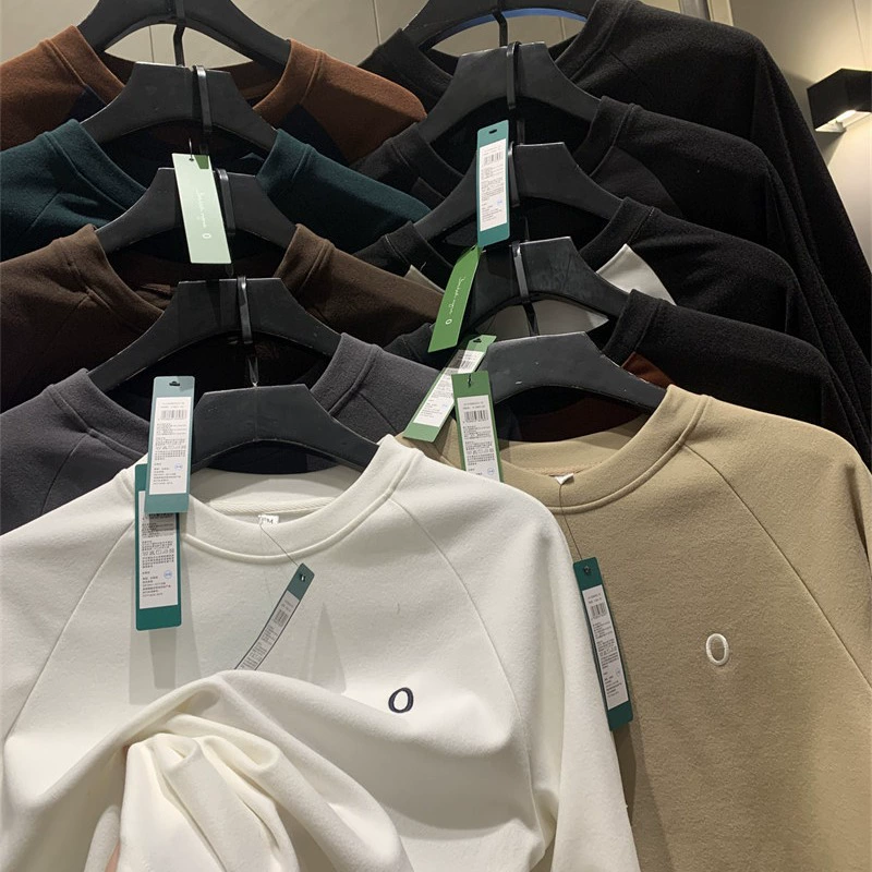 Оффлайн 199! Самофа термобархатная ткань, зимняя молодежная теплая футболка реглан с круглым вырезом и длинными рукавами, нижняя рубашка