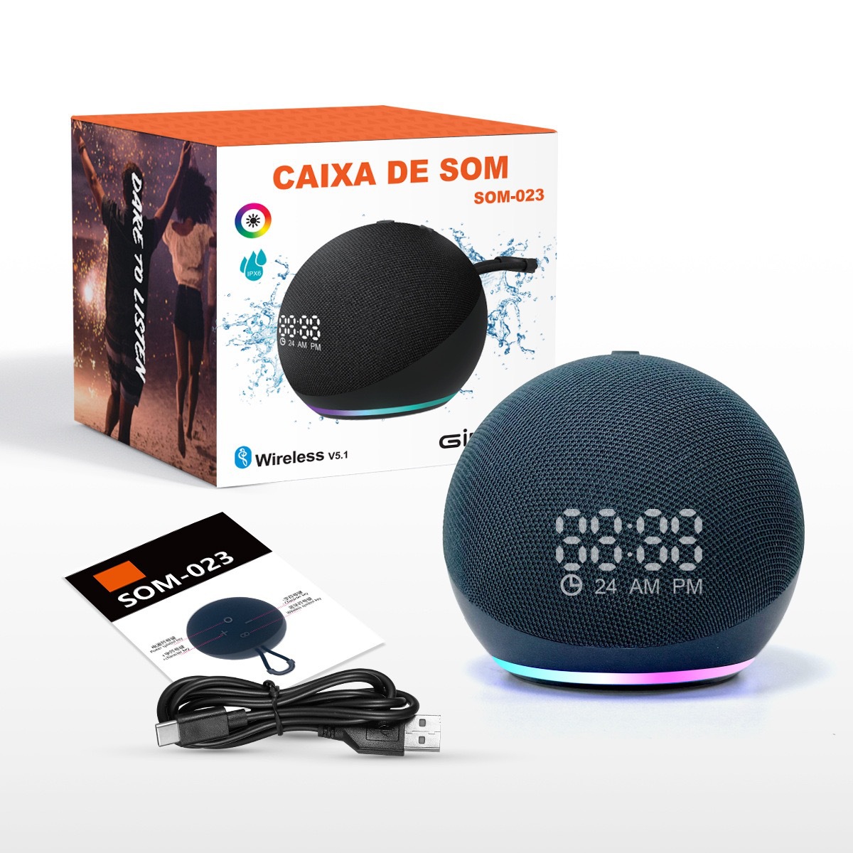 Alaxe transfronterizo con altavoces Bluetooth de pantalla altavoces inalámbricos soporte de pared de tela tarjeta de enchufe pequeño ventilador de escritorio de sonido