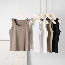 2025春夏新款氨纶纱纯色背心女纯欲修身显瘦短上衣女防走光小吊带