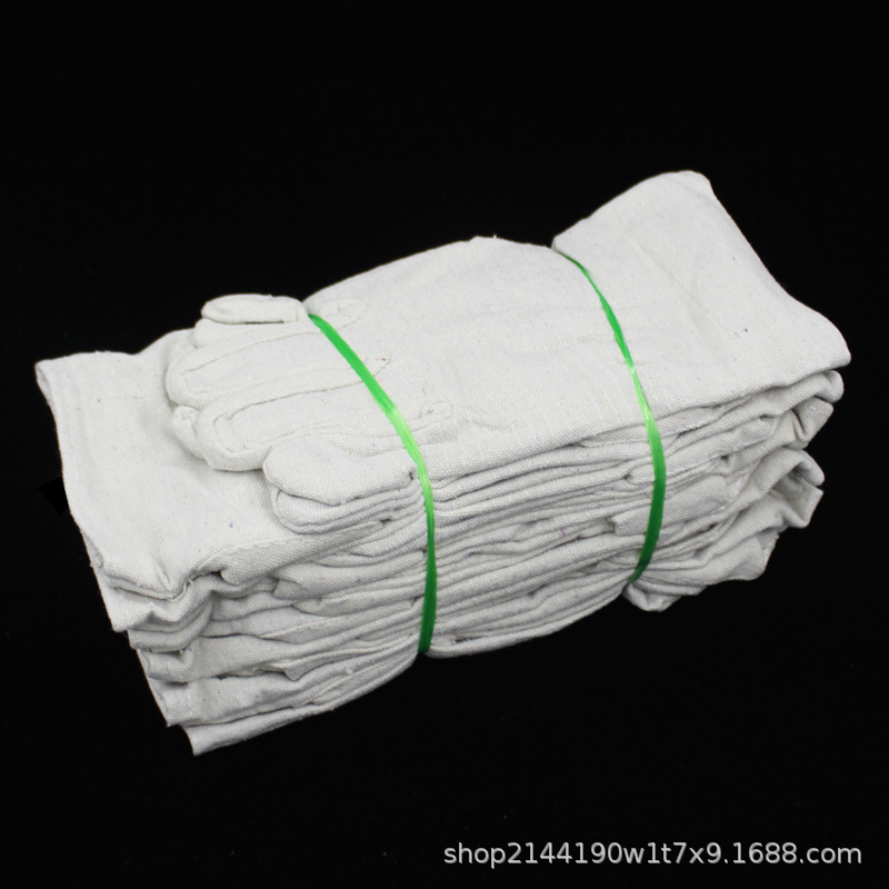 帆布手套24道线耐磨加厚白甲布电焊工手套双层防护劳保手套厂家发