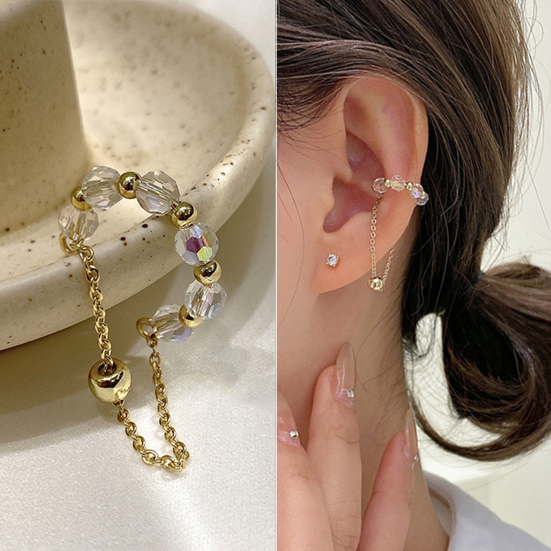 Clip de oreja pendientes no perforados hebilla de oreja francesa femenina 14K pendientes de retención de color temperamento de alto grado clip de hueso de oreja francesa