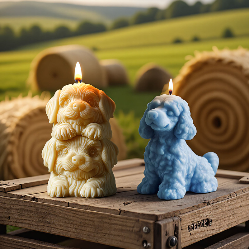 Sanxin 子犬シリーズ香りキャンドルシリコーン型 DIY かわいい子犬キャンドル型立体球形装飾品|undefined