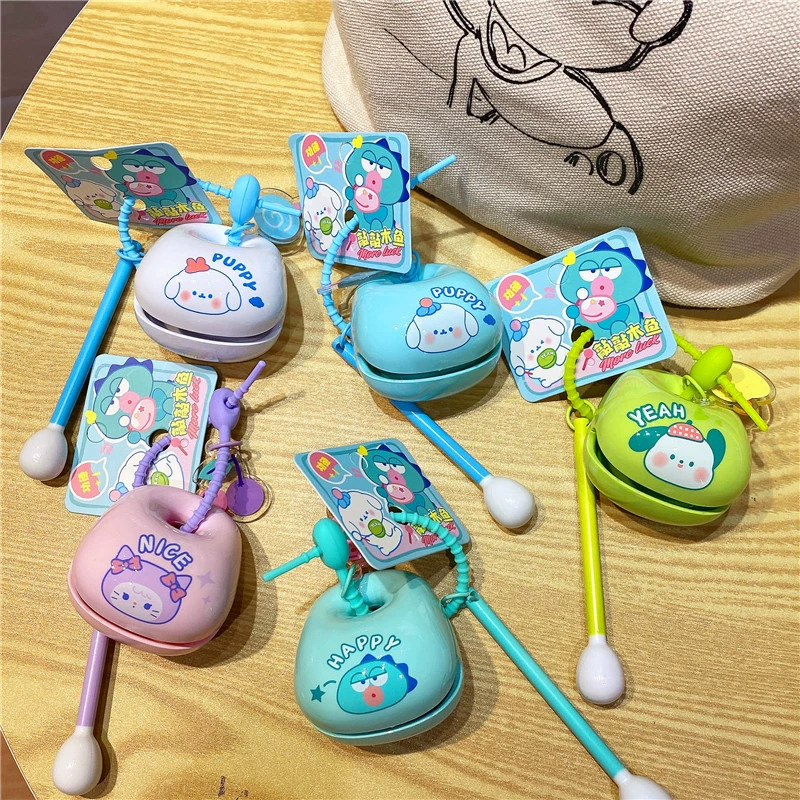 Genuine original butter bear wooden fish knock music key chain cartoon bag pendant decompression small gift wholesale