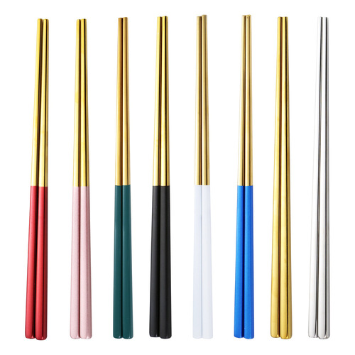 304 stainless steel chopsticks hotel public creative anti-slip and anti-scalding high-end alloy square 23CM chopsticks tableware
