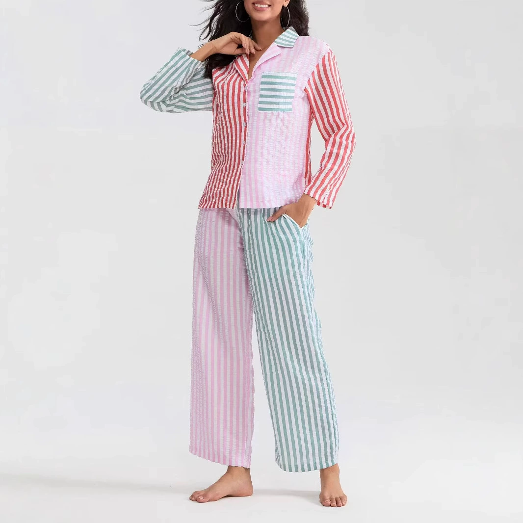 2024 новые европейские и американские одежды трансграничная внешняя торговля Amazon Женская удобная мода рубашка в полоску с принтом Женская одежда