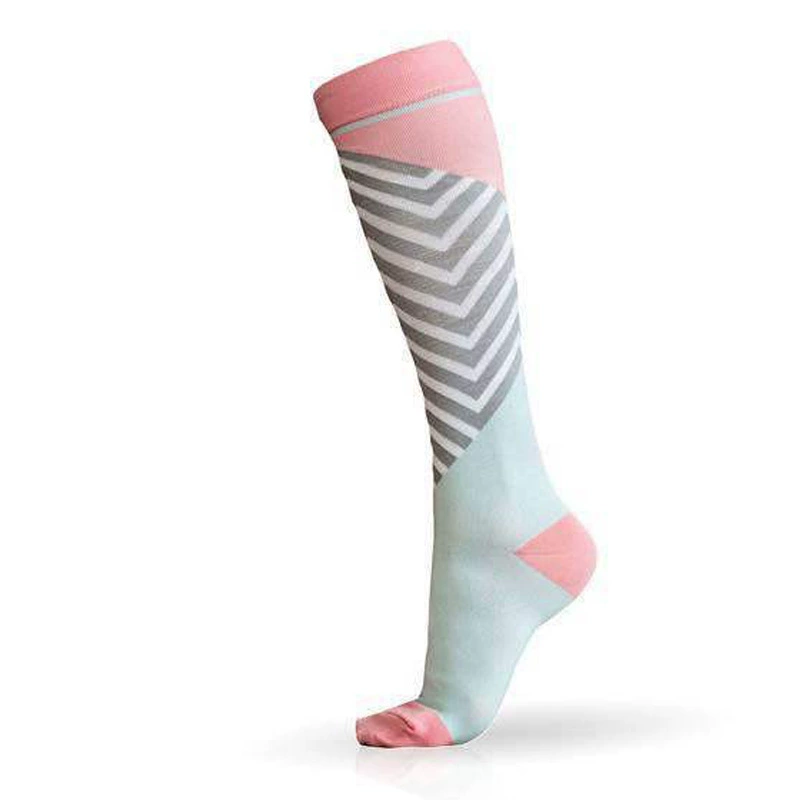 Compression Running Socks, Unisex Jacquard Knee-High Socks, Multiple Patterns, S/M & L/XL