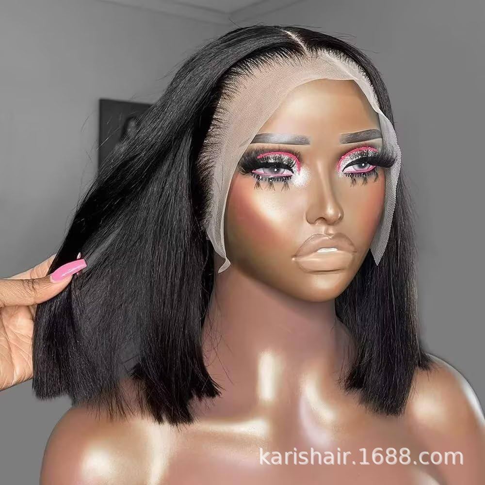 T-tipo Bob cabeza cubierta peluca corta cabello humano cabeza de onda peluca cubierta de cabello 13x4 T-tipo cubierta de cabello