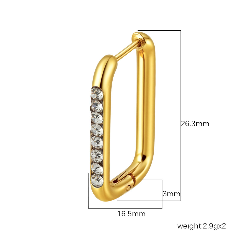 Europa y los Estados Unidos lujosos aretes de diamantes de acero inoxidable geometría moda femenina aretes de estilo universal aretes de diseño de temperamento simple aretes