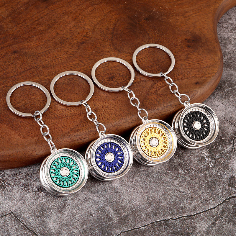 Creative Metal Keychain: Turbo Gear, Wheel Hub, Brake Disc, Shock Absorber, Caliper - Car Keychain Accessories Wholesale
