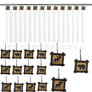 Cross-Border Supply of New Square Bear and Deer Shower Curtain Hooks, Resin Shower Curtain Hooks, Bathroom Supplies Sticky Hooks, Hardware Hooks