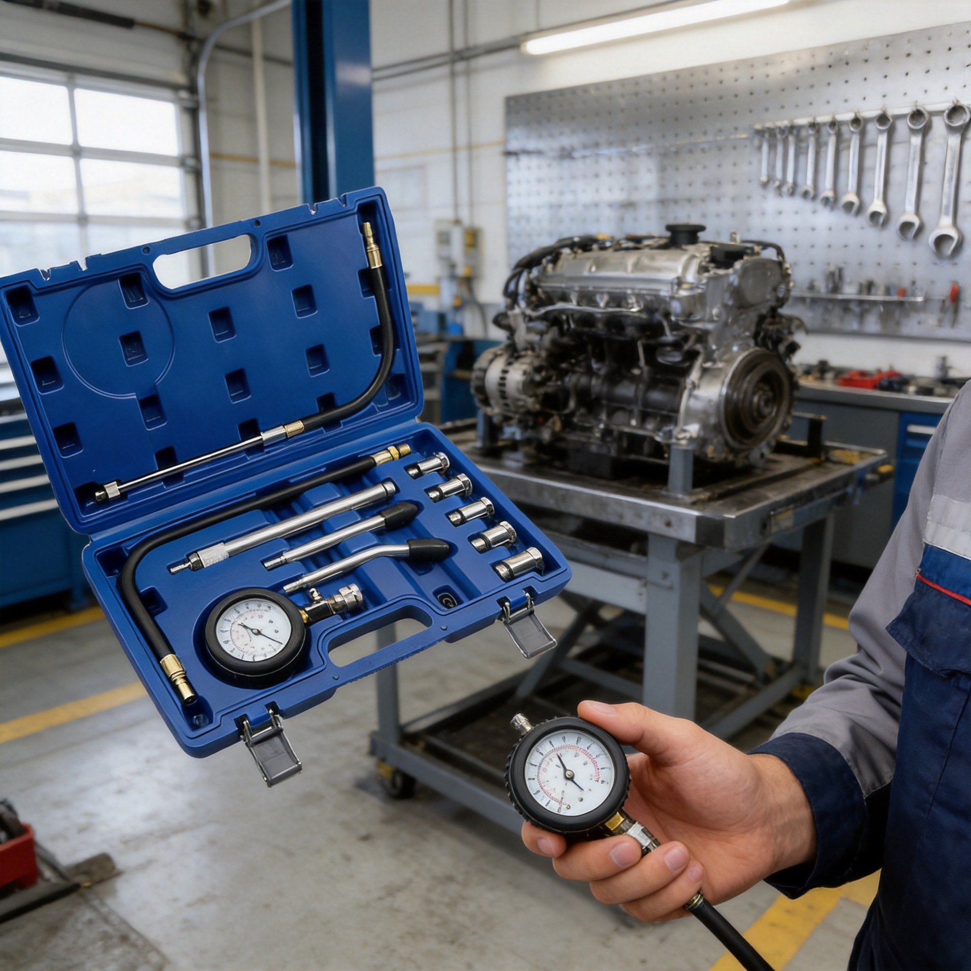 Probador de Presión de Cilindro de Motor de Plástico y Acero Multifuncional para Automóviles