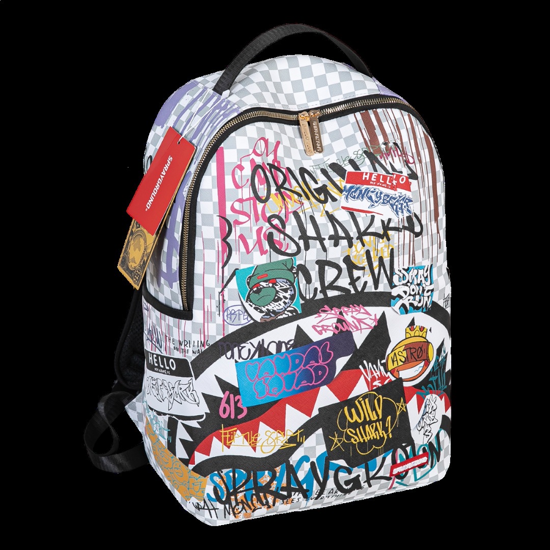 Sprayground Subway Vandals Backpack 20L Grey Checkerboard Multicolor