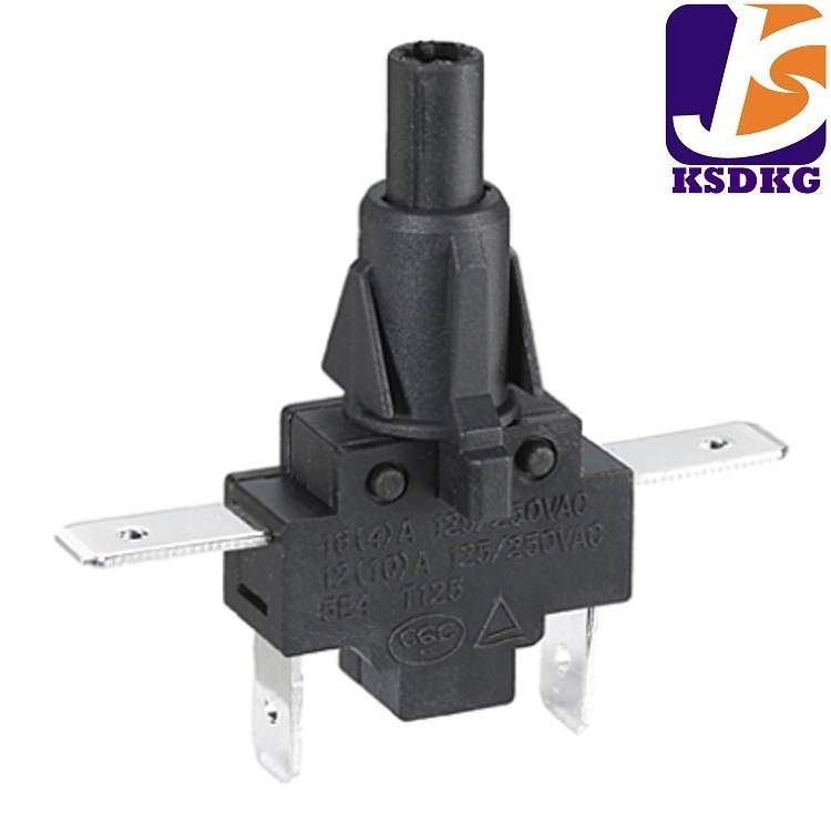 厂家供应按键开关 长柄按钮自锁开关立式 黑胶电源按钮开关2脚